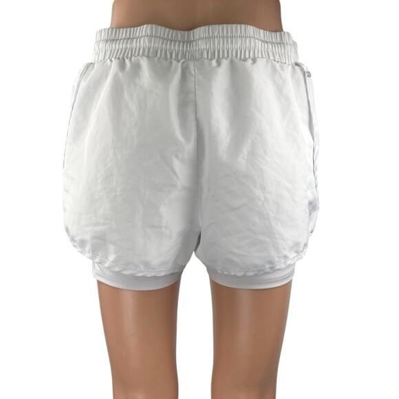 RBX Women's White Elastic Waist Drawstring Activewear Running Sweat Shorts M - Picture 3 of 4